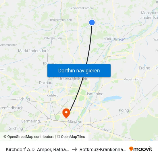 Kirchdorf A.D. Amper, Rathaus to Rotkreuz-Krankenhaus map