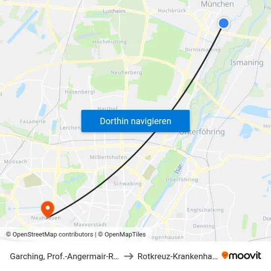 Garching, Prof.-Angermair-Ring to Rotkreuz-Krankenhaus map