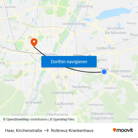 Haar, Kirchenstraße to Rotkreuz-Krankenhaus map
