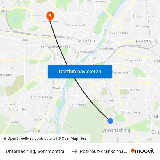 Unterhaching, Sommerstraße to Rotkreuz-Krankenhaus map