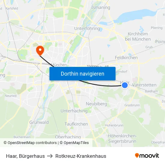 Haar, Bürgerhaus to Rotkreuz-Krankenhaus map