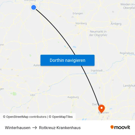 Winterhausen to Rotkreuz-Krankenhaus map