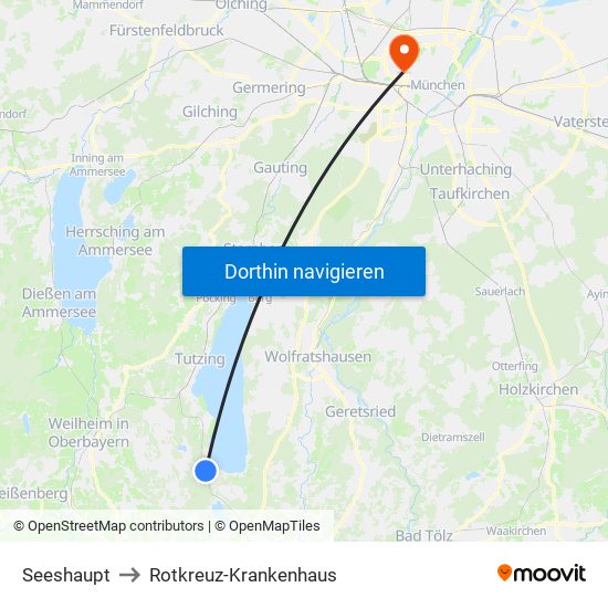 Seeshaupt to Rotkreuz-Krankenhaus map