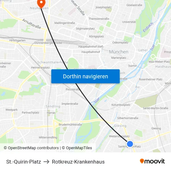 St.-Quirin-Platz to Rotkreuz-Krankenhaus map