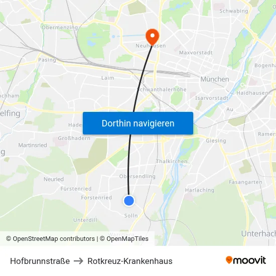Hofbrunnstraße to Rotkreuz-Krankenhaus map