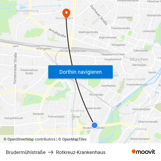 Brudermühlstraße to Rotkreuz-Krankenhaus map