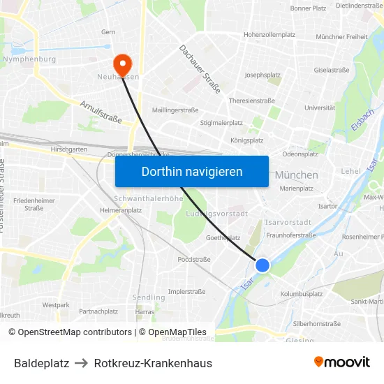 Baldeplatz to Rotkreuz-Krankenhaus map
