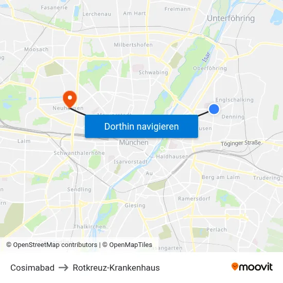 Cosimabad to Rotkreuz-Krankenhaus map