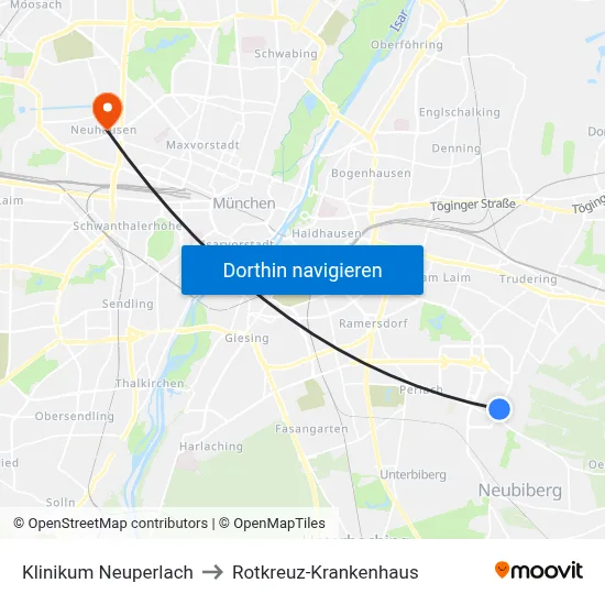 Klinikum Neuperlach to Rotkreuz-Krankenhaus map