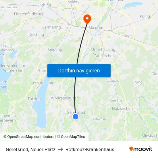 Geretsried, Neuer Platz to Rotkreuz-Krankenhaus map