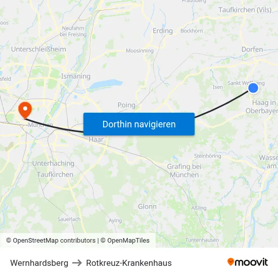 Wernhardsberg to Rotkreuz-Krankenhaus map