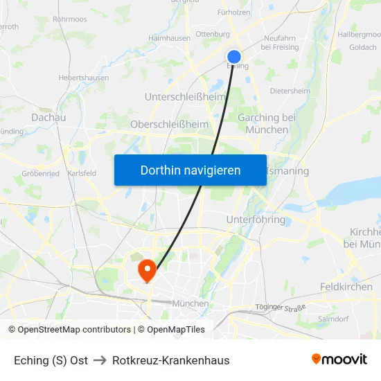 Eching (S) Ost to Rotkreuz-Krankenhaus map