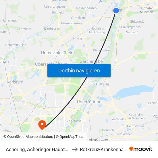 Achering, Acheringer Hauptstr. to Rotkreuz-Krankenhaus map