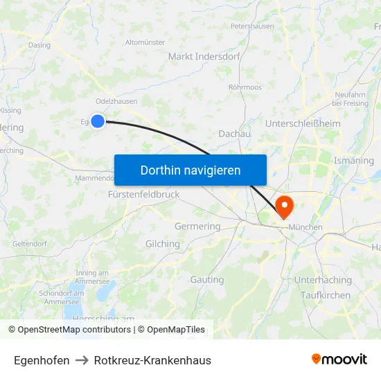 Egenhofen to Rotkreuz-Krankenhaus map
