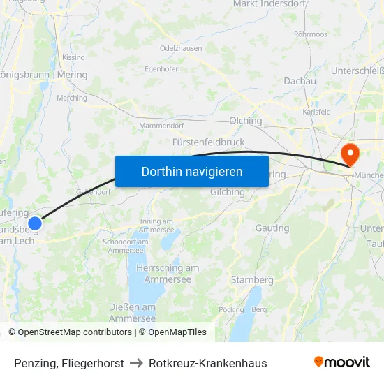 Penzing, Fliegerhorst to Rotkreuz-Krankenhaus map