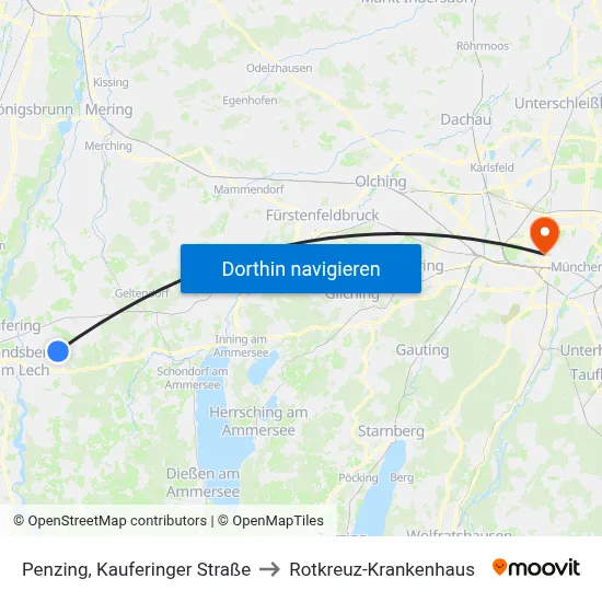 Penzing, Kauferinger Straße to Rotkreuz-Krankenhaus map