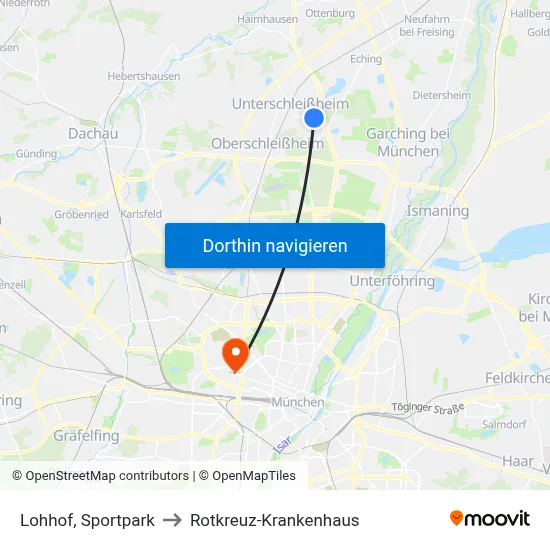 Lohhof, Sportpark to Rotkreuz-Krankenhaus map