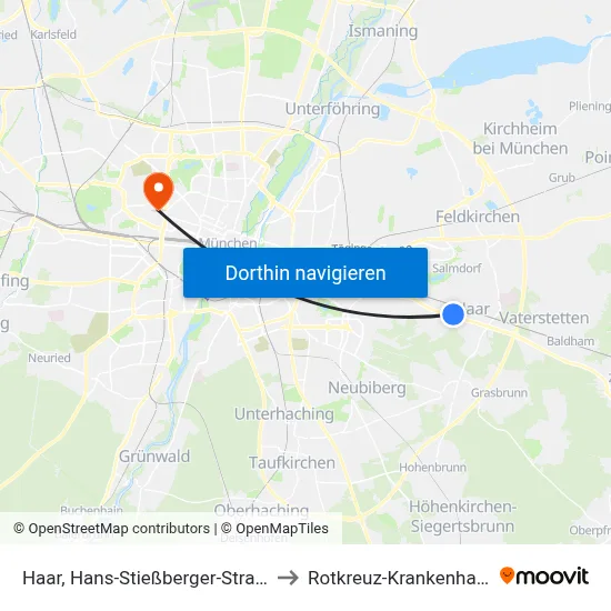 Haar, Hans-Stießberger-Straße to Rotkreuz-Krankenhaus map