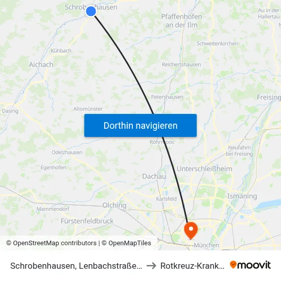 Schrobenhausen, Lenbachstraße (Stadtmitte) to Rotkreuz-Krankenhaus map