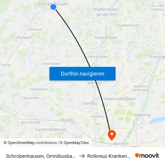 Schrobenhausen, Omnibusbahnhof to Rotkreuz-Krankenhaus map