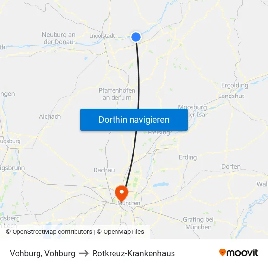 Vohburg, Vohburg to Rotkreuz-Krankenhaus map