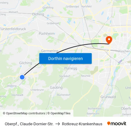 Oberpf., Claude-Dornier-Str. to Rotkreuz-Krankenhaus map
