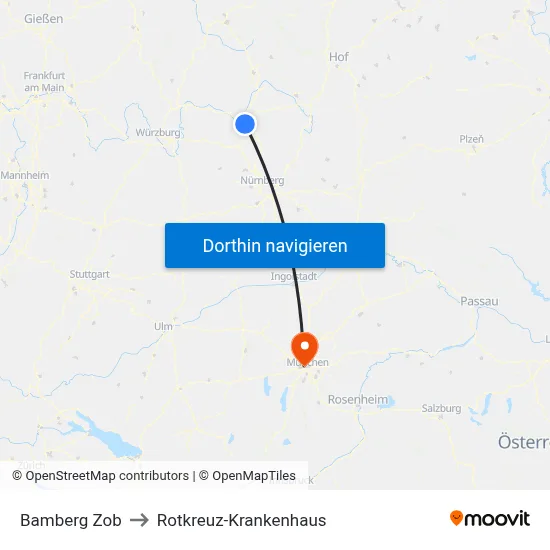 Bamberg Zob to Rotkreuz-Krankenhaus map