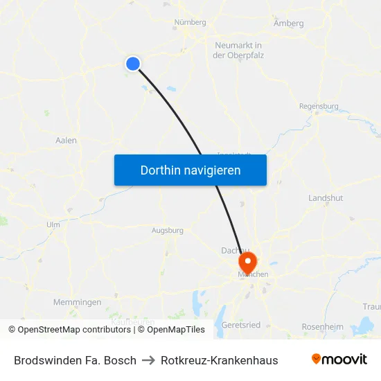 Brodswinden Fa. Bosch to Rotkreuz-Krankenhaus map
