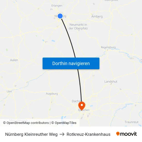 Nürnberg Kleinreuther Weg to Rotkreuz-Krankenhaus map