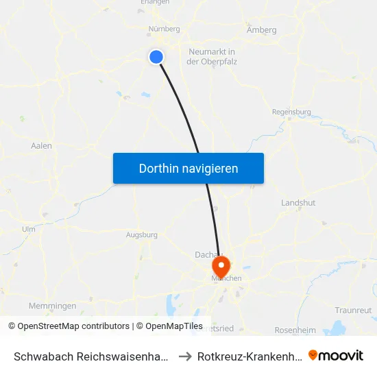 Schwabach Reichswaisenhausstr. to Rotkreuz-Krankenhaus map