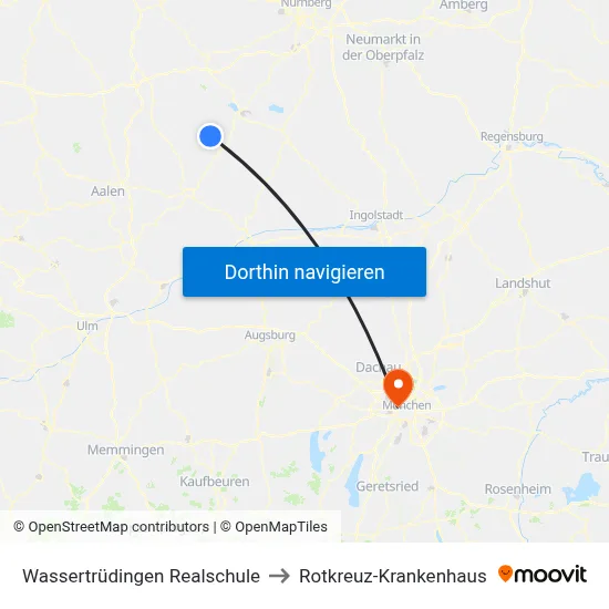 Wassertrüdingen Realschule to Rotkreuz-Krankenhaus map