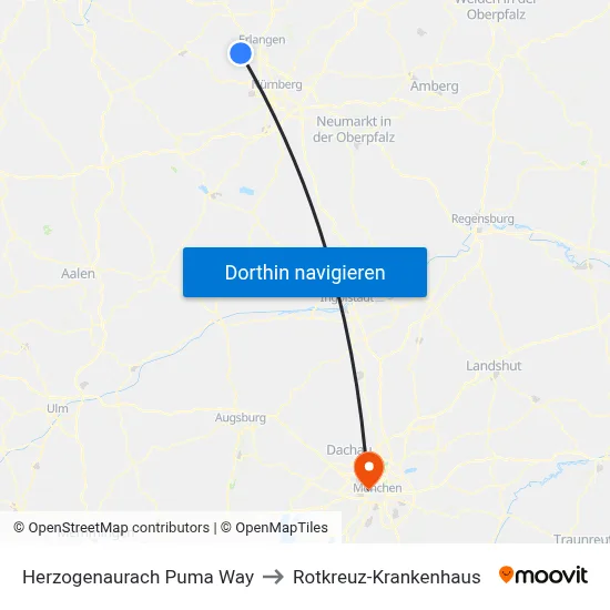 Herzogenaurach Puma Way to Rotkreuz-Krankenhaus map