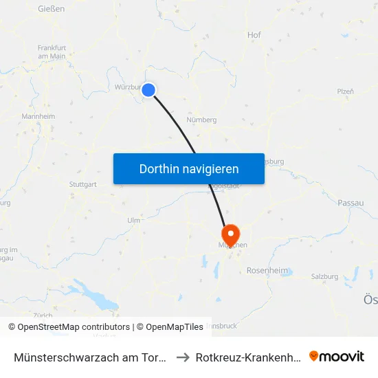 Münsterschwarzach am Torhaus to Rotkreuz-Krankenhaus map