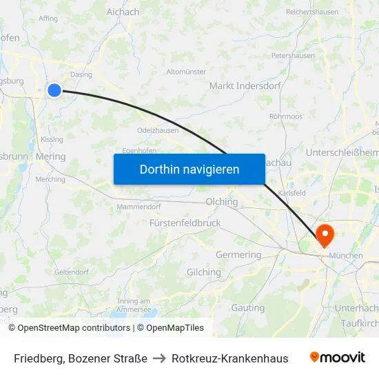 Friedberg, Bozener Straße to Rotkreuz-Krankenhaus map
