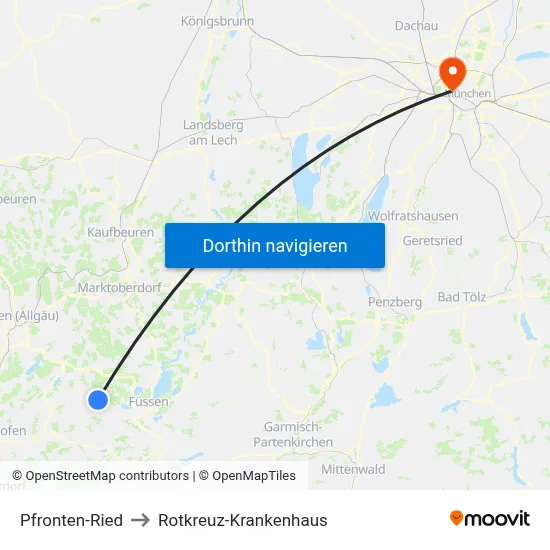 Pfronten-Ried to Rotkreuz-Krankenhaus map