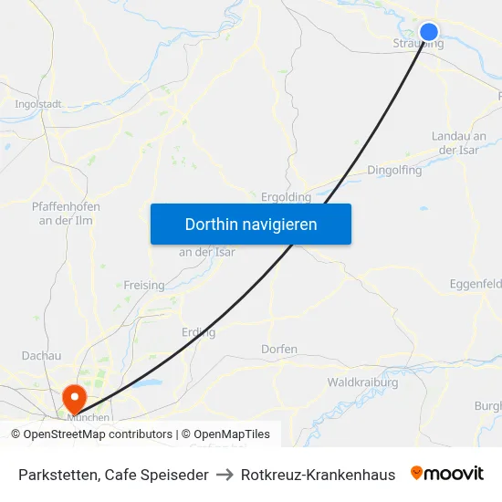 Parkstetten, Cafe Speiseder to Rotkreuz-Krankenhaus map