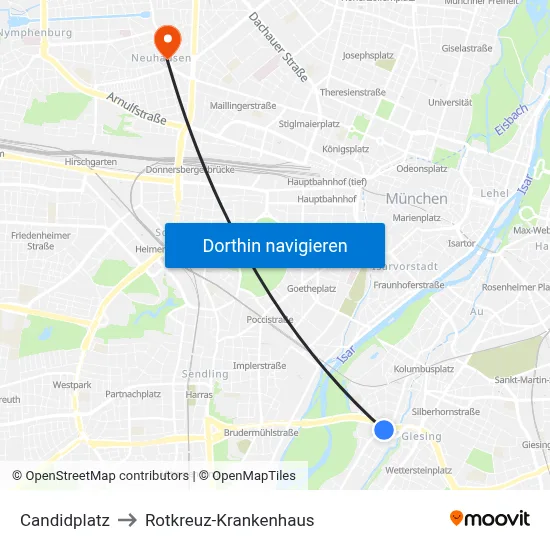 Candidplatz to Rotkreuz-Krankenhaus map