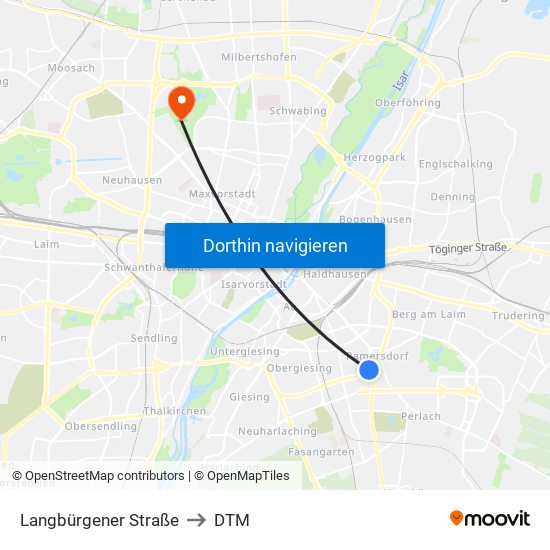 Langbürgener Straße to DTM map