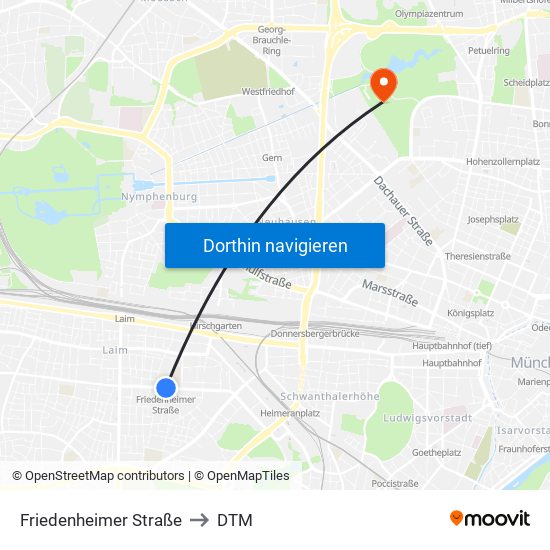Friedenheimer Straße to DTM map