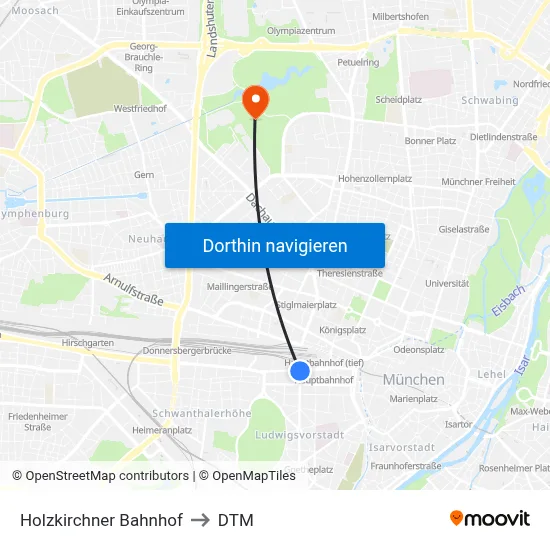 Holzkirchner Bahnhof to DTM map
