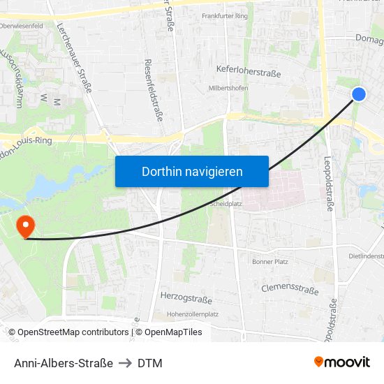 Anni-Albers-Straße to DTM map