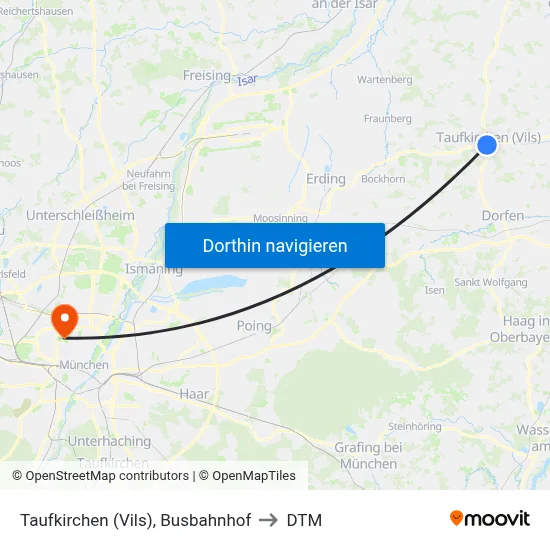 Taufkirchen (Vils), Busbahnhof to DTM map