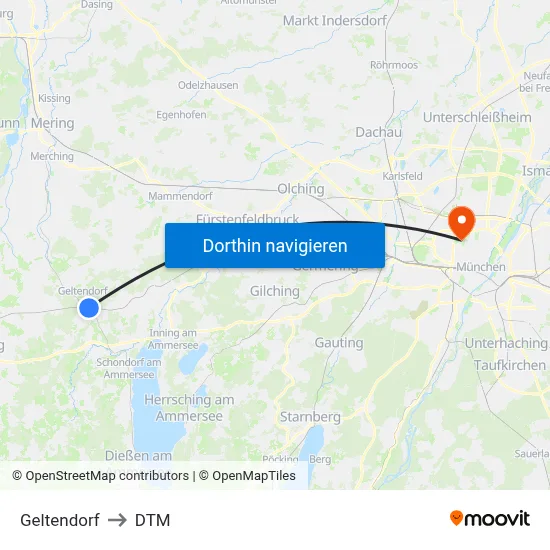 Geltendorf to DTM map