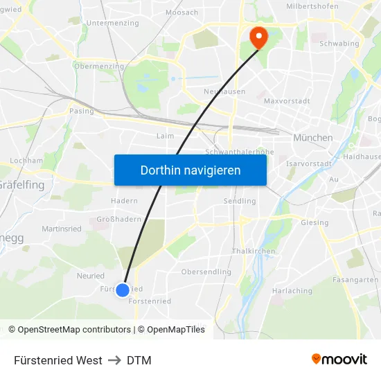 Fürstenried West to DTM map