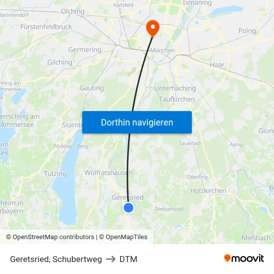Geretsried, Schubertweg to DTM map