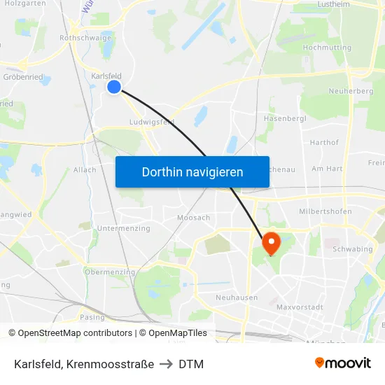 Karlsfeld, Krenmoosstraße to DTM map