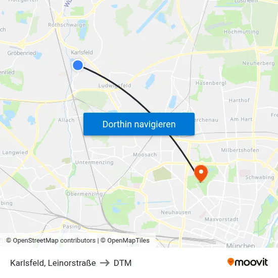 Karlsfeld, Leinorstraße to DTM map