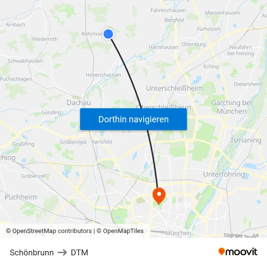Schönbrunn to DTM map
