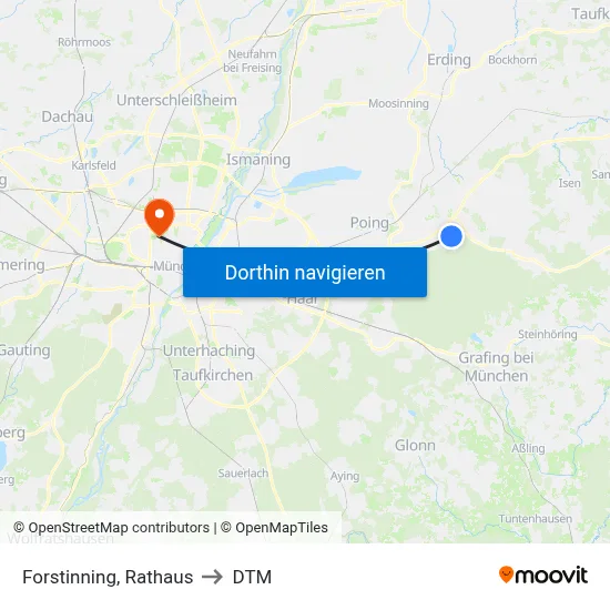 Forstinning, Rathaus to DTM map