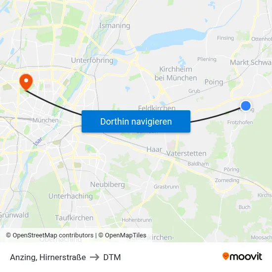 Anzing, Hirnerstraße to DTM map